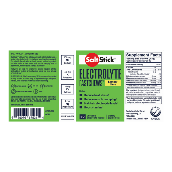 Saltstick | Fastchew bottle | Lemon/lime | 60 tablets