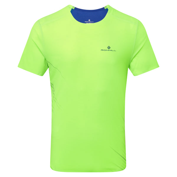 Ronhill | Men's Tech Race S/S Tee | FluoGreen/DarkCobalt | S