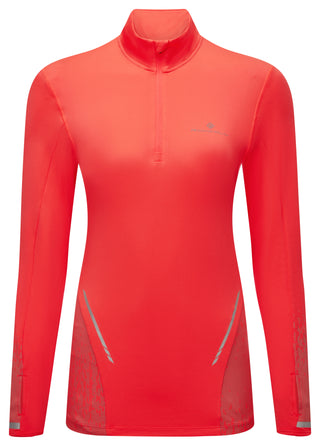 Ronhill | Wmn's Tech Reflect 1/2 Zip | Hot Coral/Reflect | XS