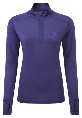 Ronhill | Wmn's Tech Merino 1/2 Zip | DeepOcean/RegalPurple | XL