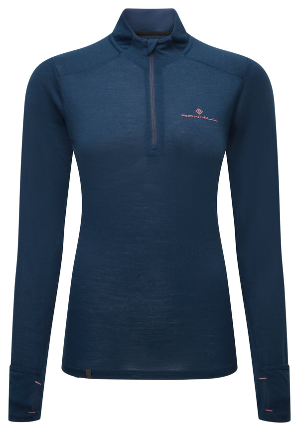 Ronhill | Wmn's Tech Merino 1/2 Zip | Dark Navy/Dusty | XS