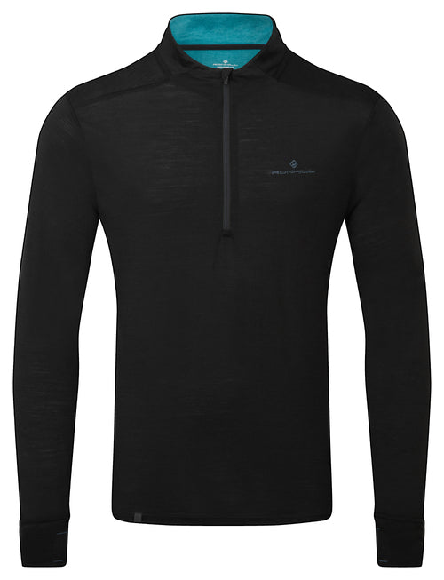 Ronhill | Men's Tech Merino 1/2 Zip | Black/Lake | XL