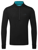 Ronhill | Men's Tech Merino 1/2 Zip | Black/Lake | XL