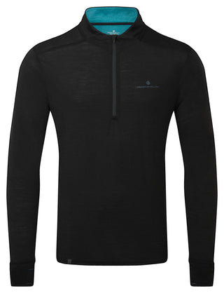 Ronhill | Men's Tech Merino 1/2 Zip | Black/Lake | XL