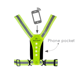 Bee Safe | Led Harness USB Phone Pocket - lime - one size