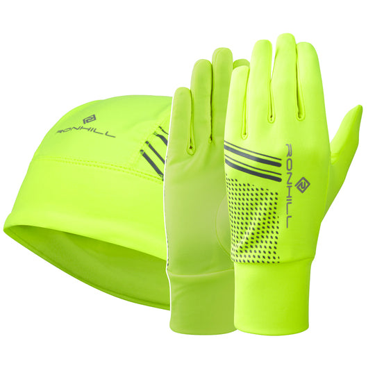 RonHill | Beanie and Glove Set | Fluo Yellow/Black | S/M