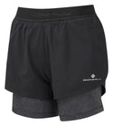 Ronhill | Wmn's Tech Twin Short | Black/Charcoal Marl | 12