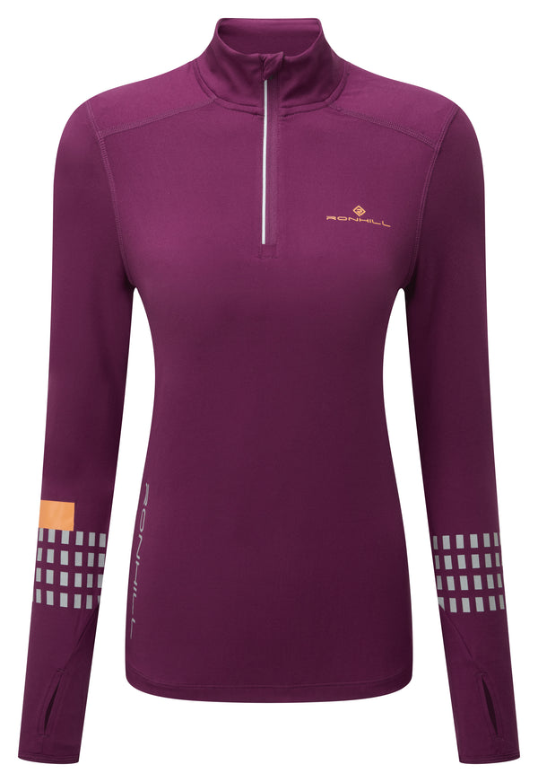 RonHill | Wmn's Tech Afterhours 1/2 Zip Tee | Grape/Mango/Reflex | XL