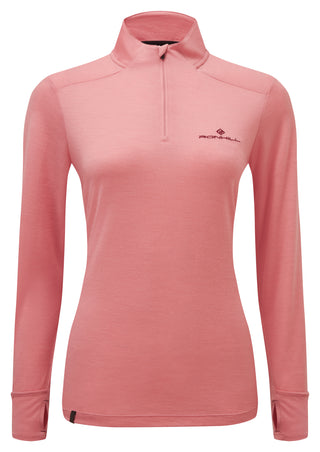 RonHill | Wmn's Tech Merino 1/2 Zip | Blush/Cabernet | XL