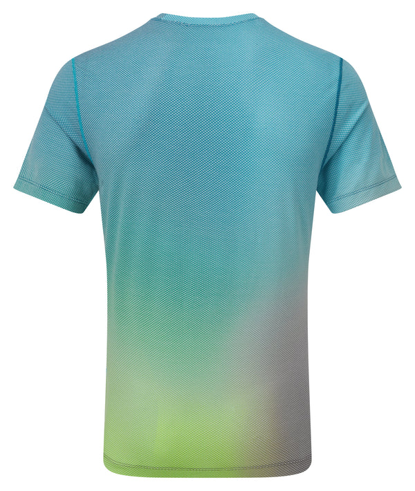 Ronhill | Men’s Tech Golden Hour Tee | Cyan/Acid Lime Merge | Xtra Large