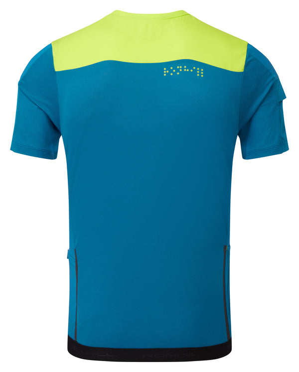 Ronhill | Men's Tech Ultra 1/2 Zip Tee | PrussianBlue/AcidLime | Xtra Large