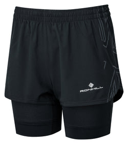 Ronhill | Wmn's Tech Marathon Twin Short | All Black | 14